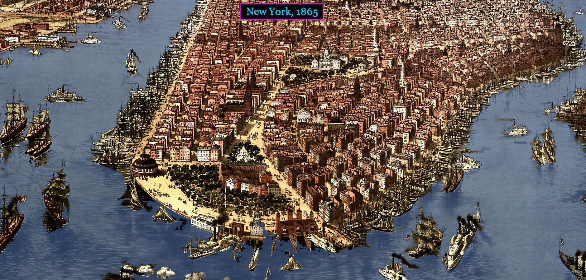 New York, 1865 aerial view